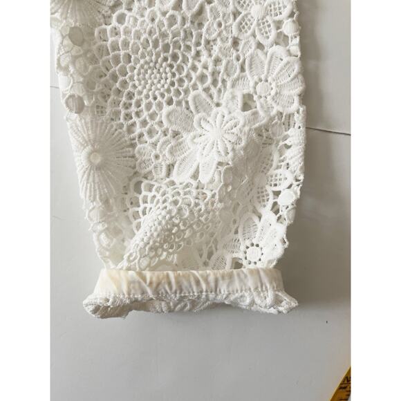 White Warren Sweater Women S White Lace Sleeves Boho Business Casual - Picture 9 of 9